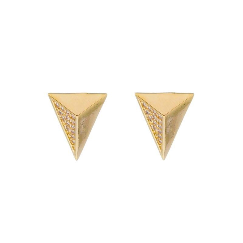 Brinco Triangulo Cravejado Banho Ouro 18k Semijoia