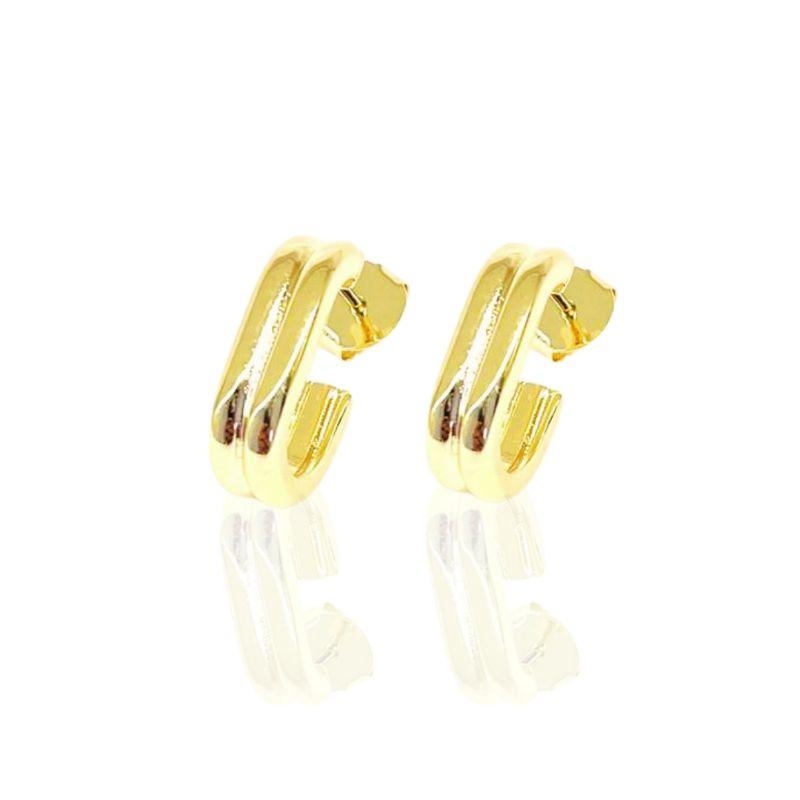 Brinco Tubular Liso Banho Ouro 18k Semijoia