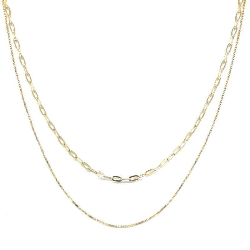 Colar Duplo Elos Essencial Banhado Em Ouro