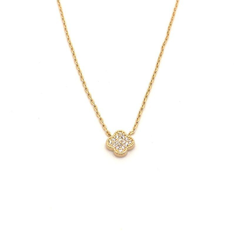 Colar Trevo Delicada Virginia 35+5CM Essencial 35CM Banhado Em Ouro