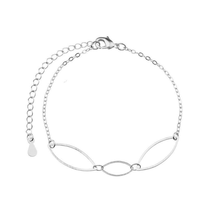 Pulseira Elos Lisos Essencial Banhado Em Ródio