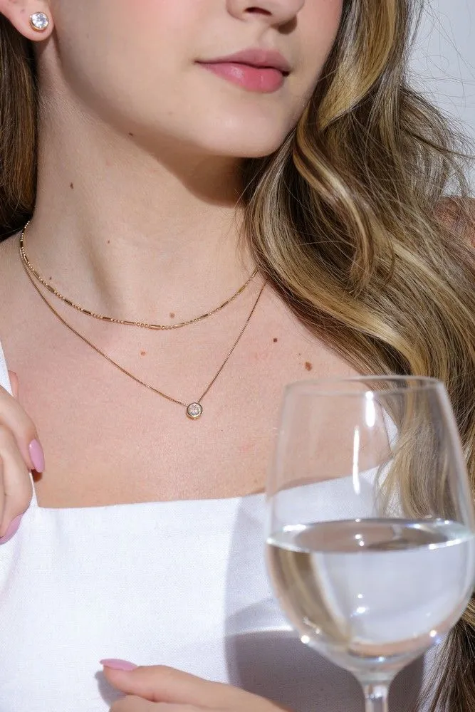 Colar Choker Bolinhas E Palito Essencial 40CM Banhado Em Ouro