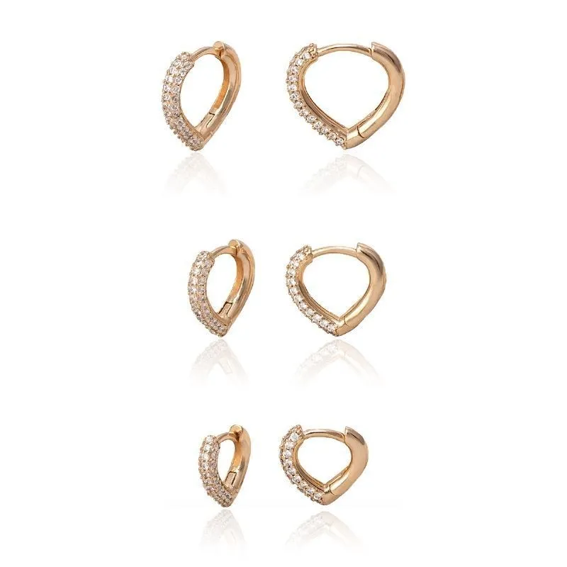 Brinco Argola de Coração Cravejado - Pequeno Pequeno Banho Ouro 18k Semijoia