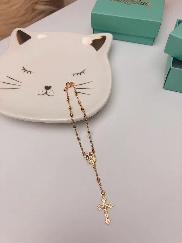 Pulseira Terço Nossa Senhora Essencial Banhado Em Ródio