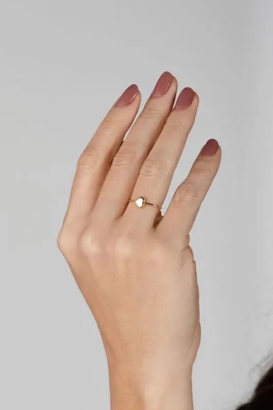 Anel Coração Liso Ouro Banhado Em Ouro 18k
