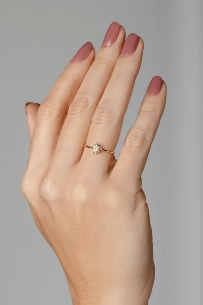 Anel Coração Cravejado Ouro Banhado Em Ouro 18k