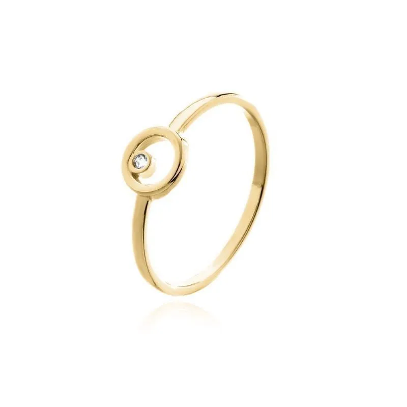 Anel Circulo Com Zirconia Ródio Branco Banhado Em Ródio Branco