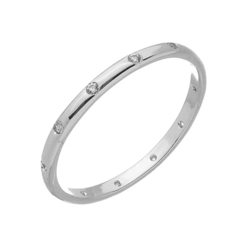 Anel Fino Com Zirconias Essencial Banhado Em Ouro 18k