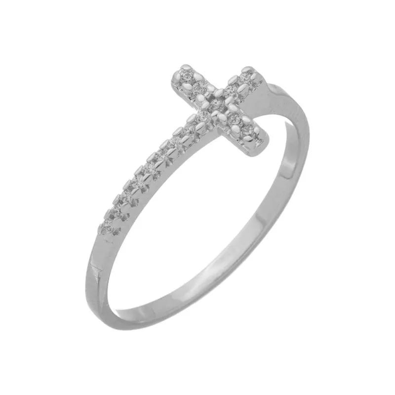 Anel Cruz Cravejado Essencial Banhado Em Ouro 18k
