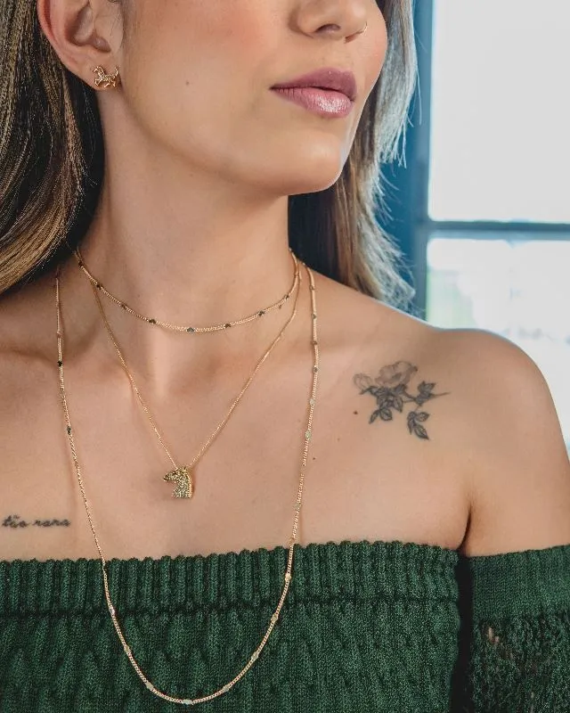 Colar Choker Mini Corações Delicada Best Seller 35CM Banhado Em Ouro