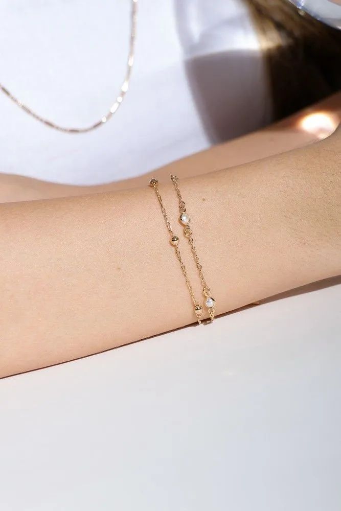 Pulseira De Bolinhas Pequena Essencial Banhado Em Ródio