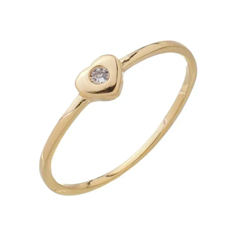 Anel Coração Com Zirconia Essencial Banhado Em Ouro 18k