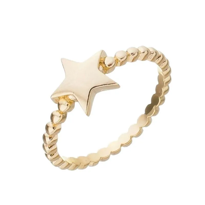 Anel Estrela Com Bolinhas No Essencial Banhado Em Ouro 18k