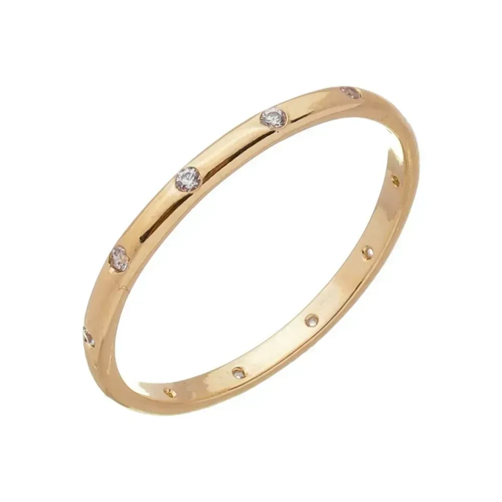 Anel Fino Com Zirconias Essencial Banhado Em Ouro 18k