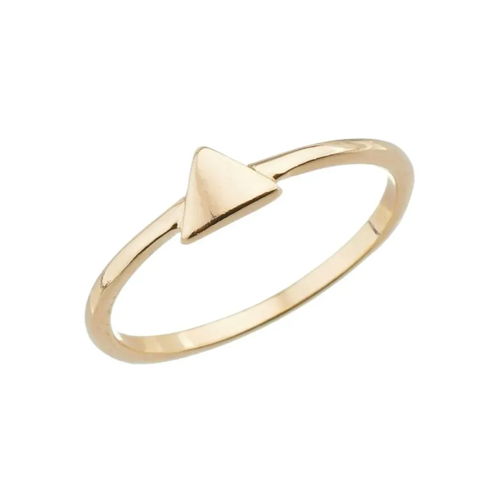 Anel Liso Triângulo Essencial Banhado Em Ouro 18k