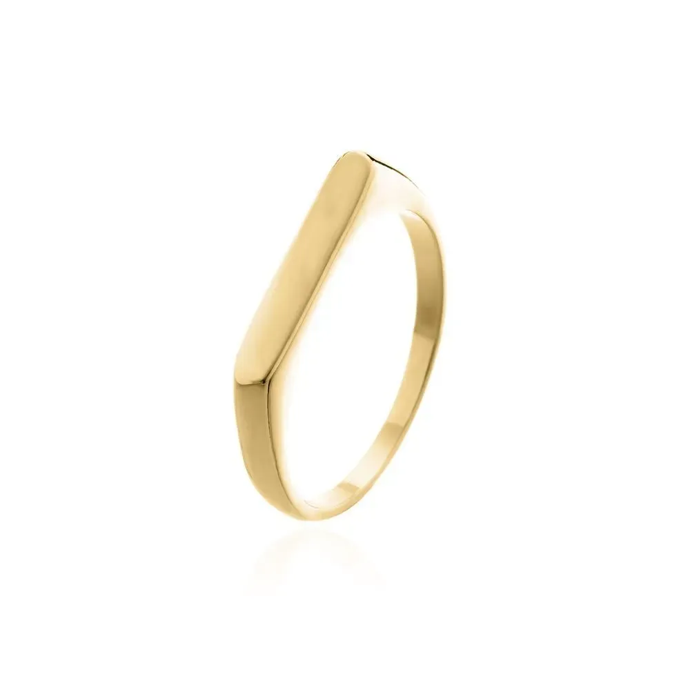Anel Reto Liso Fino Ouro Banhado Em Ouro 18k