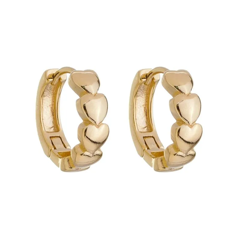 Brinco Argola Corações Médio Banho Ouro 18k Semijoia