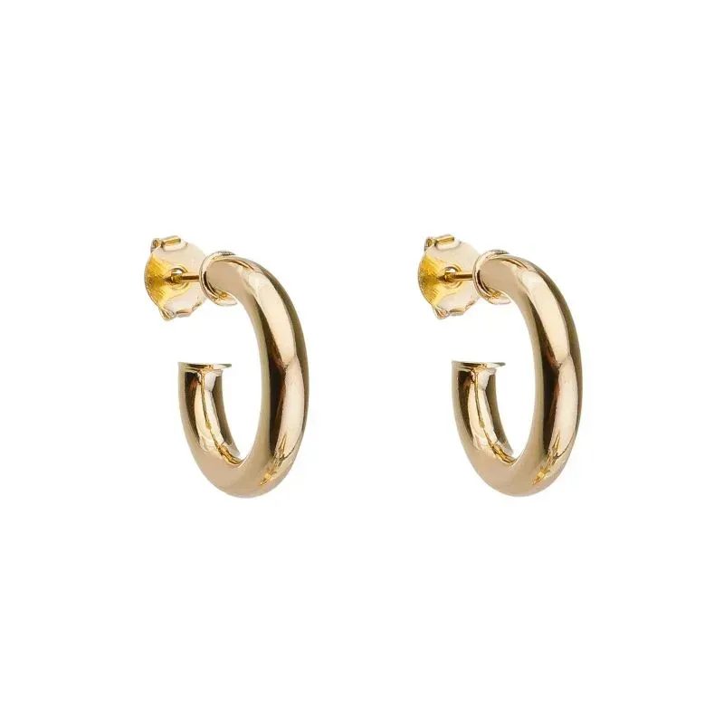 Brinco Argola de Tubo Média Banho Ouro 18k Semijoia