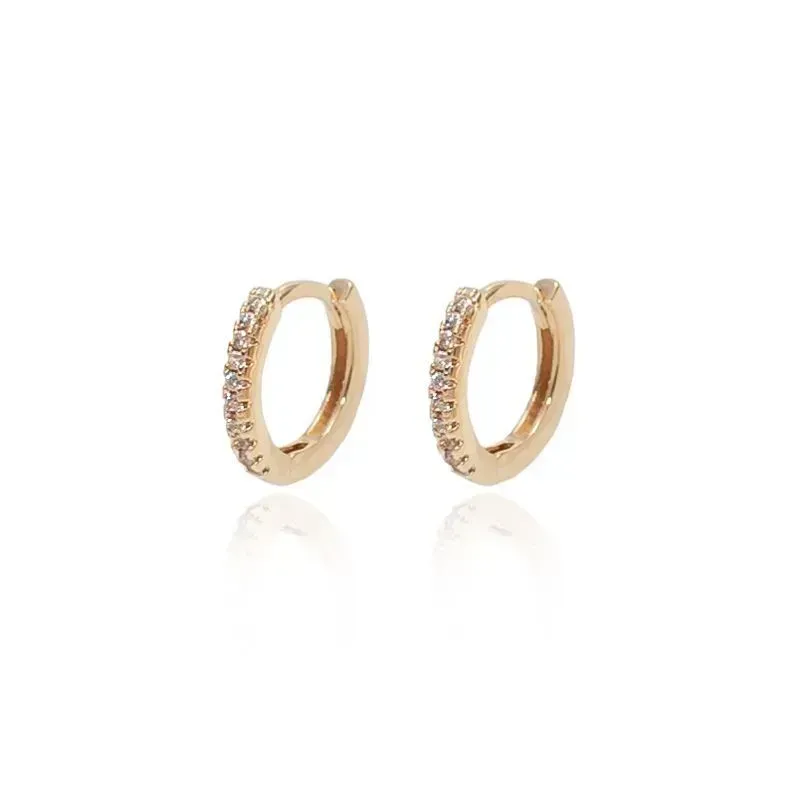 Brinco Argola Fina Cravejada Grande Banho Ouro 18k Semijoia