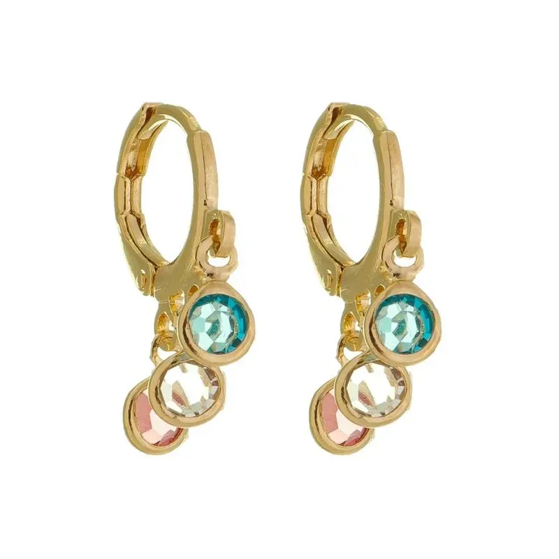 Brinco Argola Pontos Coloridos Banho Ouro 18k Semijoia