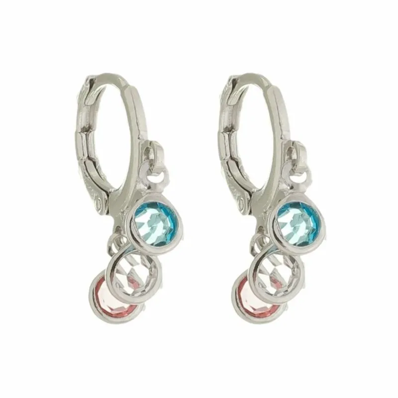 Brinco Argola Pontos Coloridos Banho Ródio Branco Semijoia