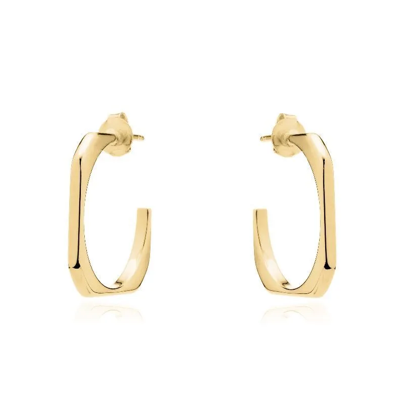 Brinco Argola Quadrada de Tarraxa Banho Ouro 18k Semijoia