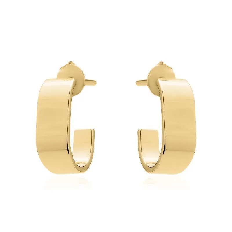 Brinco Argola Retangular de Tarraxa Pequena Banho Ouro 18k Semijoia