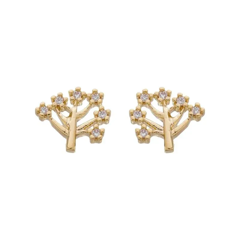 Brinco Árvore da Vida Cravejado Banho Ouro 18k Semijoia