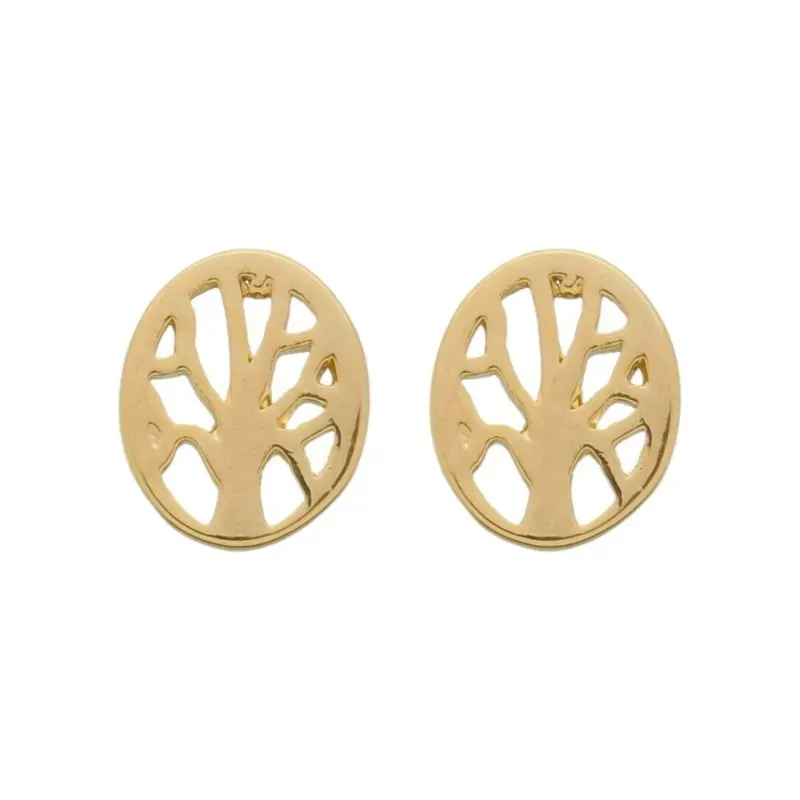 Brinco Arvore da Vida Pequeno Pequeno Banho Ouro 18k Semijoia