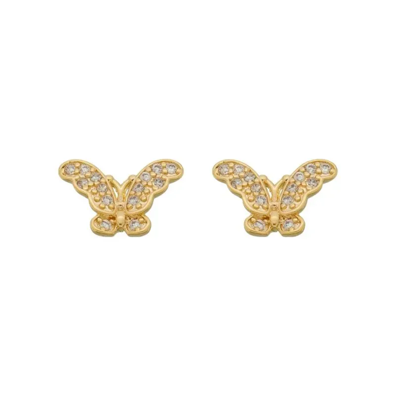 Brinco Borboleta Cravejada Banho Ouro 18k Semijoia