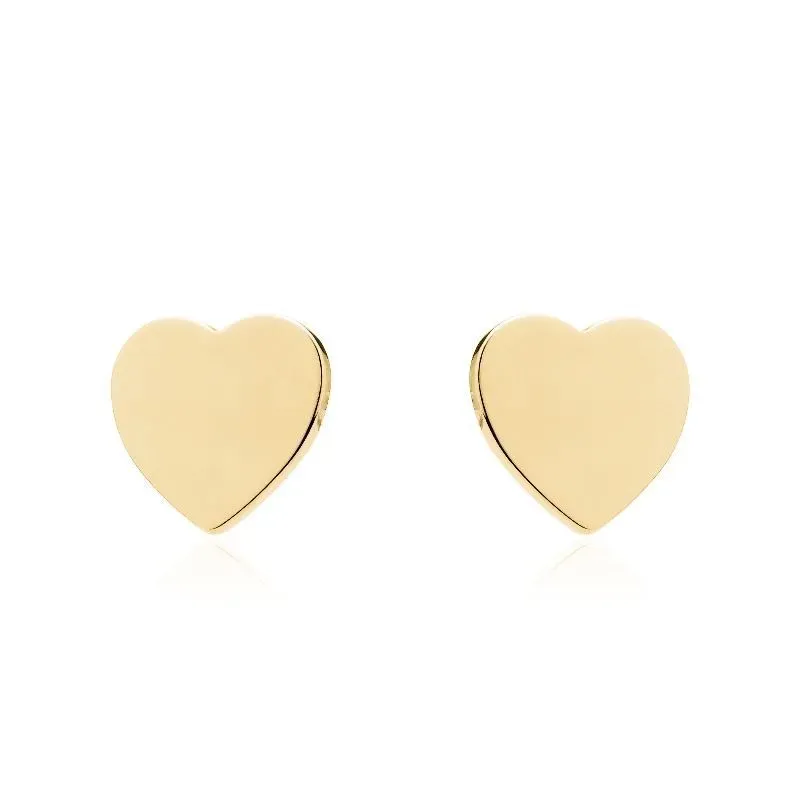 Brinco Coração Liso Banho Ouro 18k Semijoia