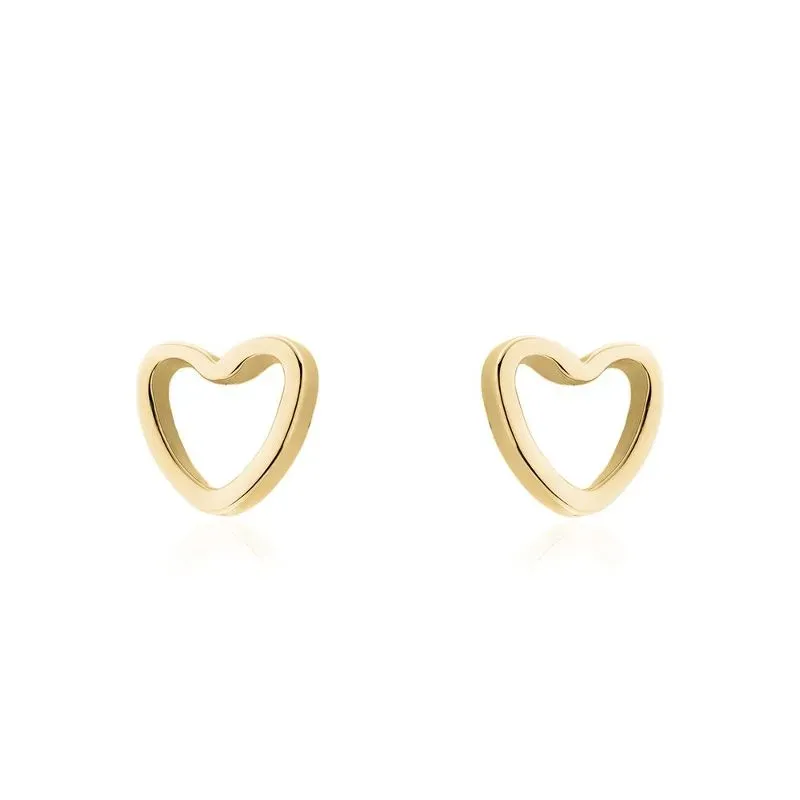 Brinco Coração Vazado Liso Banho Ouro 18k Semijoia