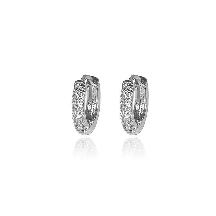 Brinco De Argolas Cravejada P Coleção Prime Banho Ouro 18k Semijoia