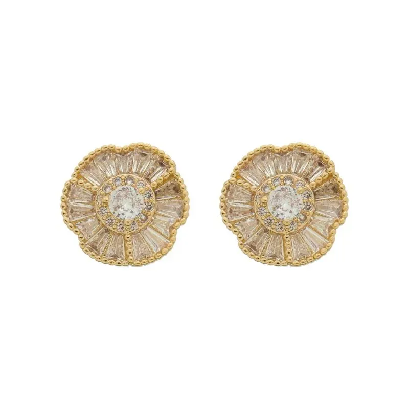 Brinco De Flor Margarida Banho Ouro 18k Semijoia