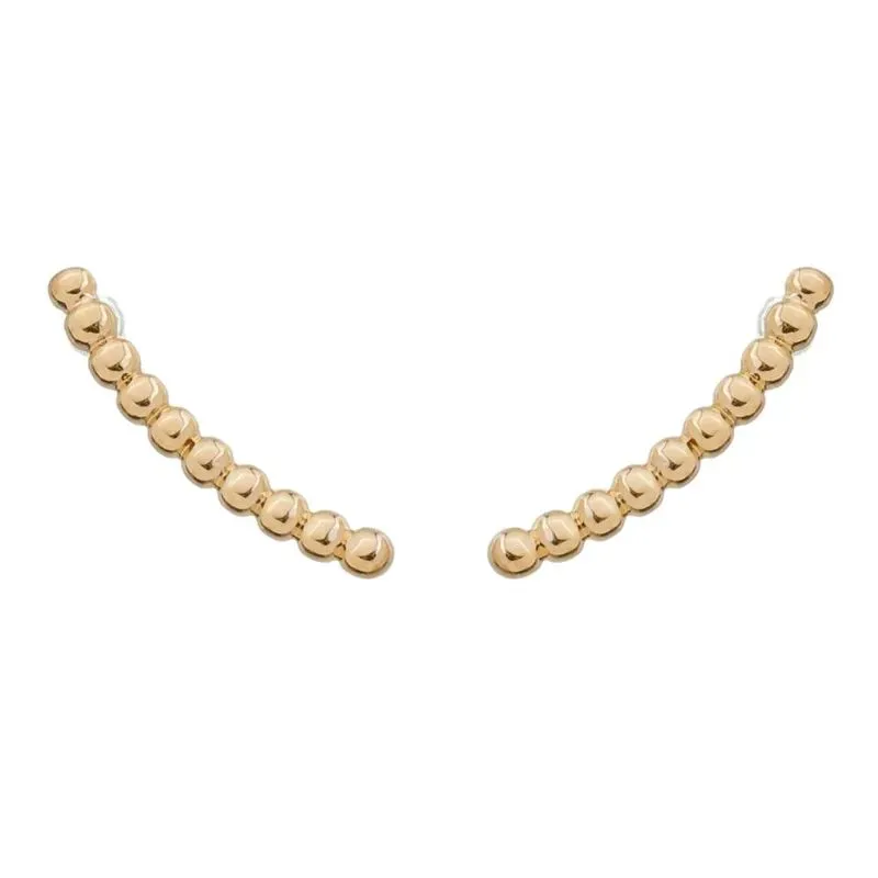 Brinco Earcuff Bolinhas Liso Banho Ouro 18k Semijoia