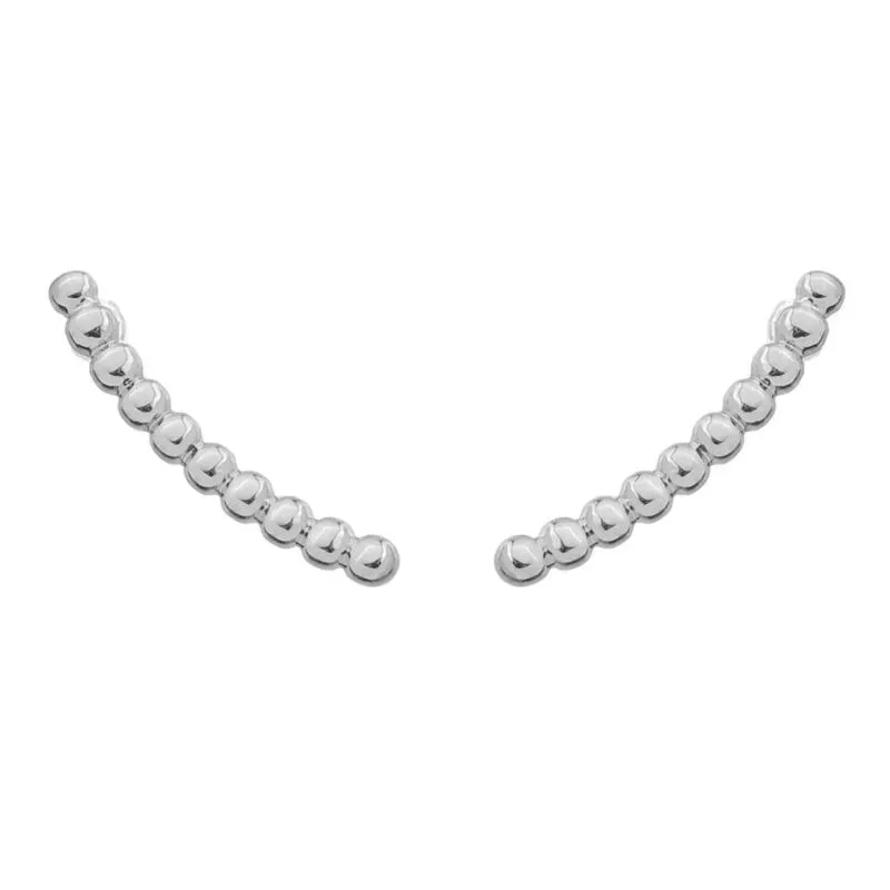 Brinco Earcuff Bolinhas Liso Banho Ródio Branco Semijoia