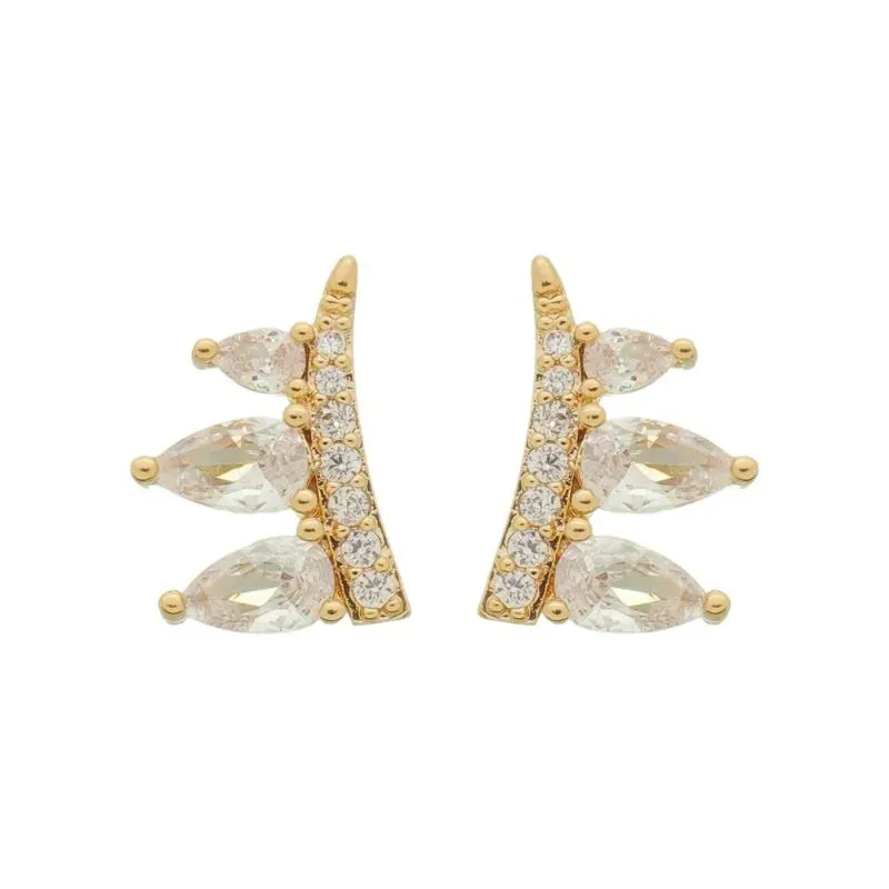 Brinco Earcuff Cravejado Banho Ouro 18k Semijoia