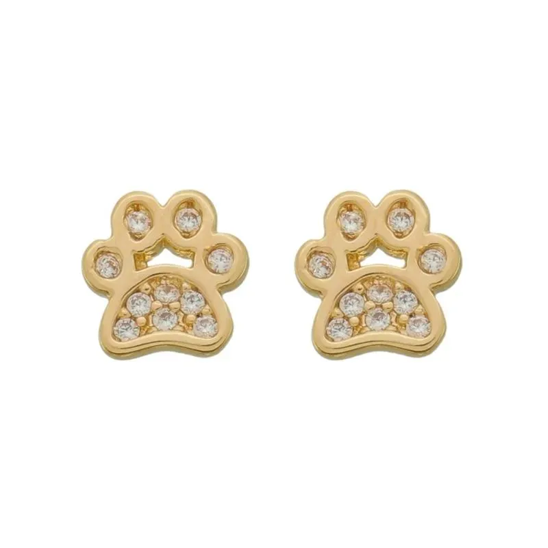 Brinco Patinha Cravejada Banho Ouro 18k Semijoia