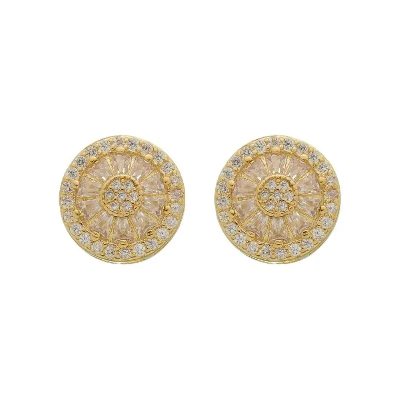 Brinco Pizza Giulia Cravejado Banho Ouro 18k Semijoia