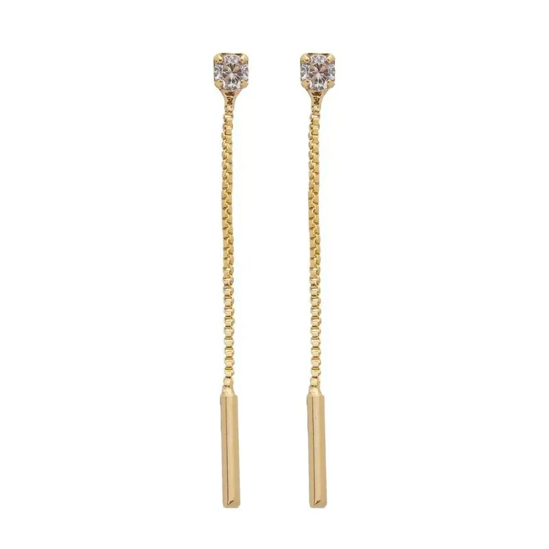 Brinco Ponto de Luz com Corrente Banho Ouro 18k Semijoia