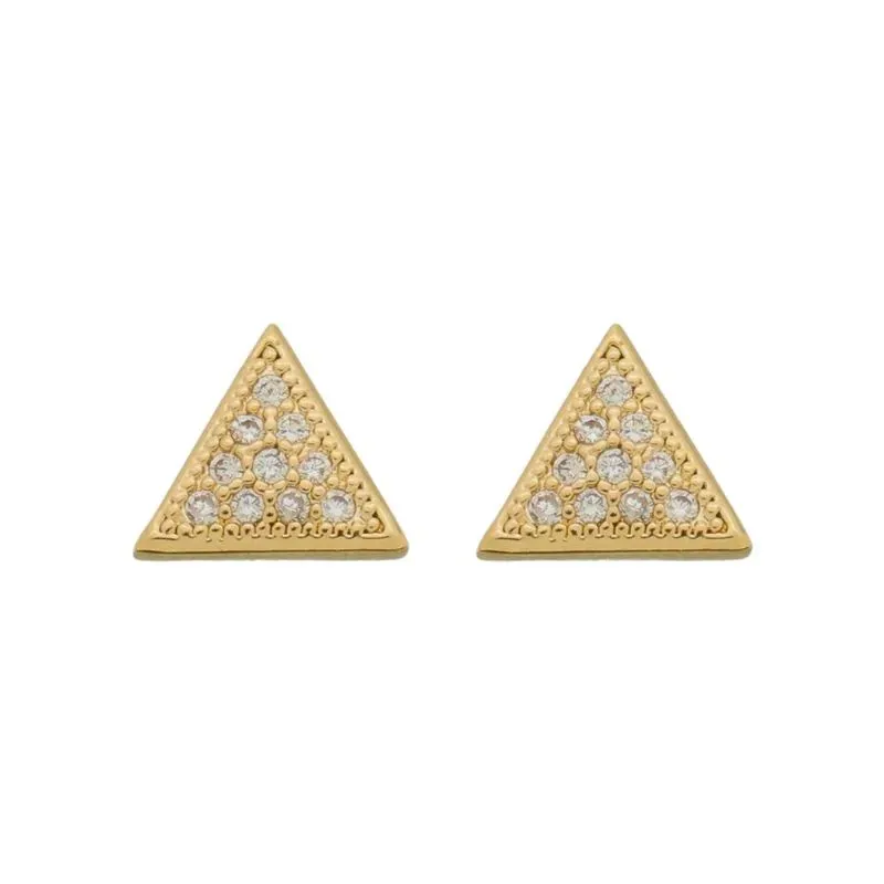 Brinco Triangulo Cravejado Pequeno Banho Ouro 18k Semijoia