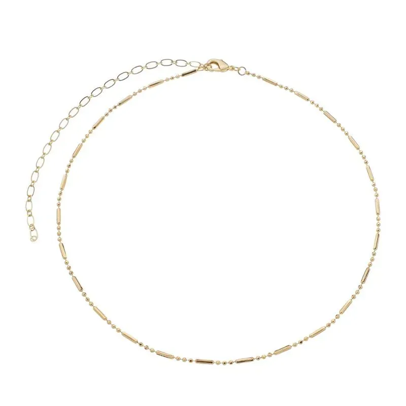 Colar Choker Bolinhas E Palito Essencial 40CM Banhado Em Ouro