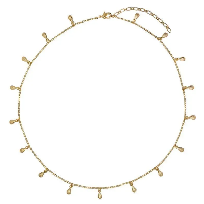 Colar Choker Com Penduricarios Essencial 35CM Banhado Em Ouro
