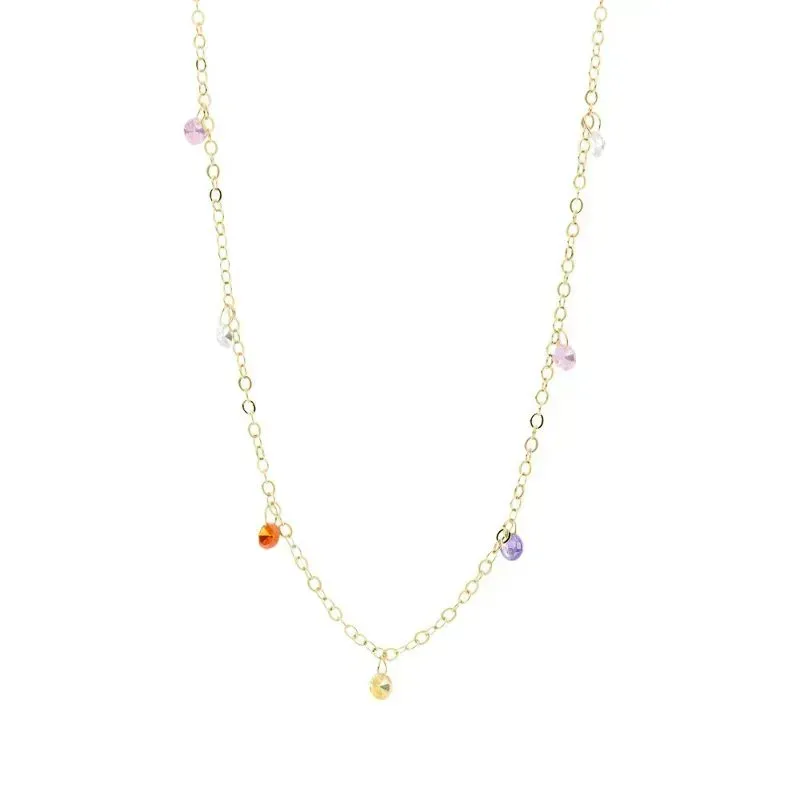 Colar Choker Com Zirconias Coloridas Essencial 271936CM Banhado Em Ouro