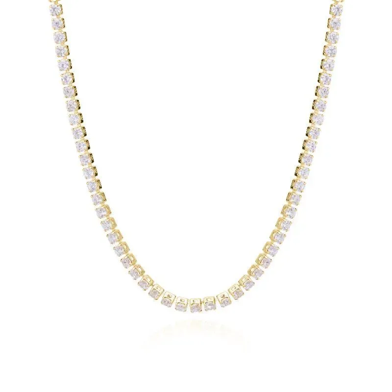 Colar Choker Riviera Cristal Essencial 40CM Banhado Em Ouro