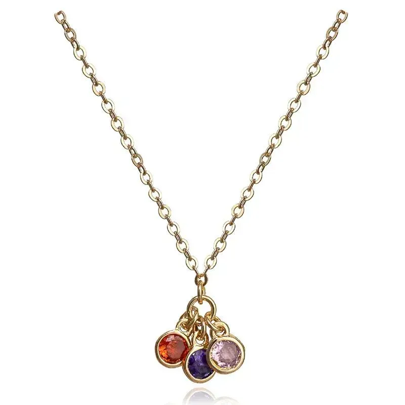Colar Com Três Ponto De Luz Coloridos Essencial 45CM Banhado Em Ouro