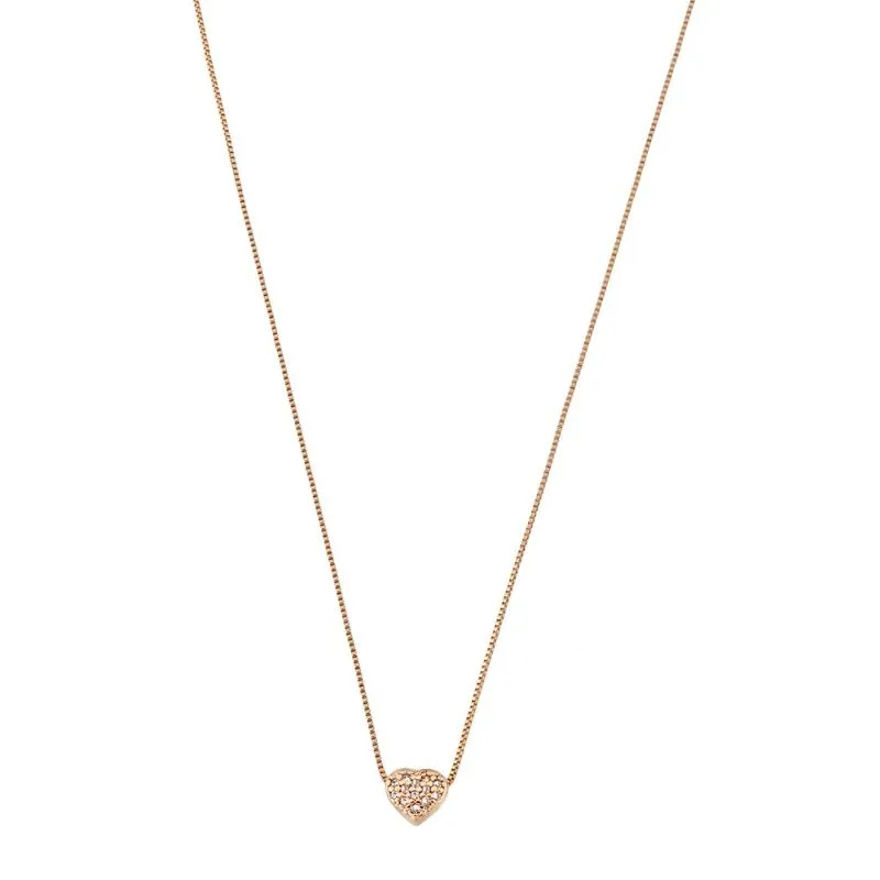 Colar Coração Cravejado Pequeno Essencial 277938CM Banhado Em Ouro