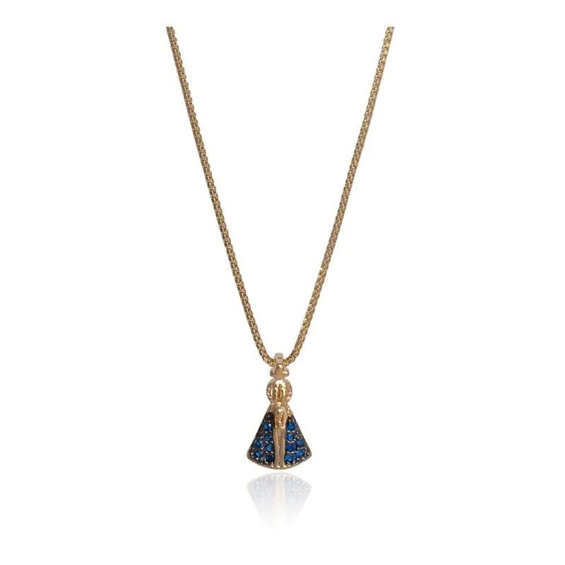Colar De Nossa Senhora Pp Essencial Banhado Em Ouro