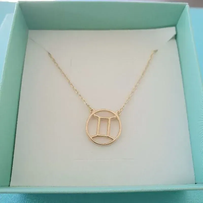Colar De Signo Gêmeos Essencial 256155CM Banhado Em Ouro