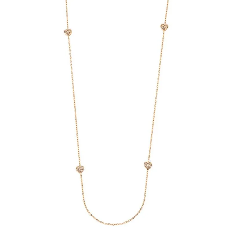 Colar Longo Com Corações Essencial 277976CM Banhado Em Ouro